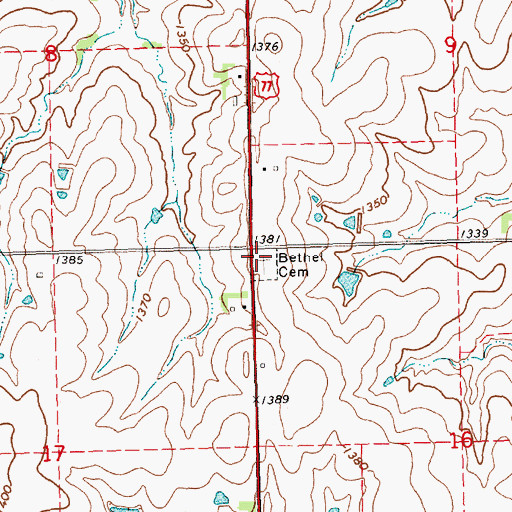 Topographic Map of Bethel Cemetery, NE
