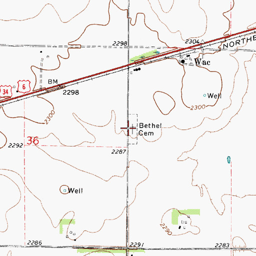Topographic Map of Bethel Cemetery, NE