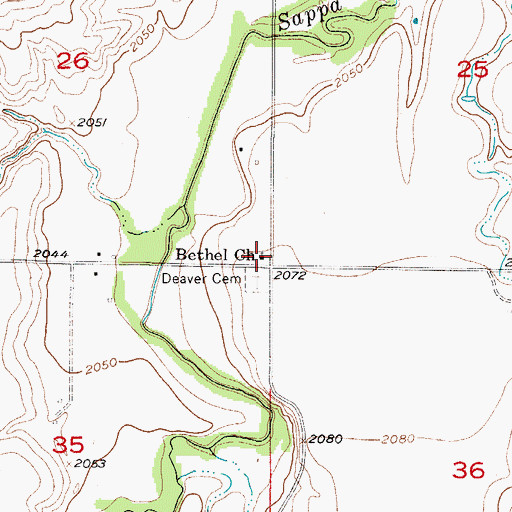 Topographic Map of Bethel Church, NE
