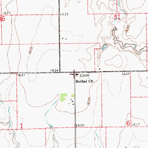Topographic Map of Bethel Church, NE