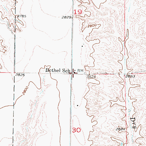 Topographic Map of Bethel School (historical), NE