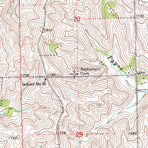 Topographic Map of Bethlehem Cemetery, NE
