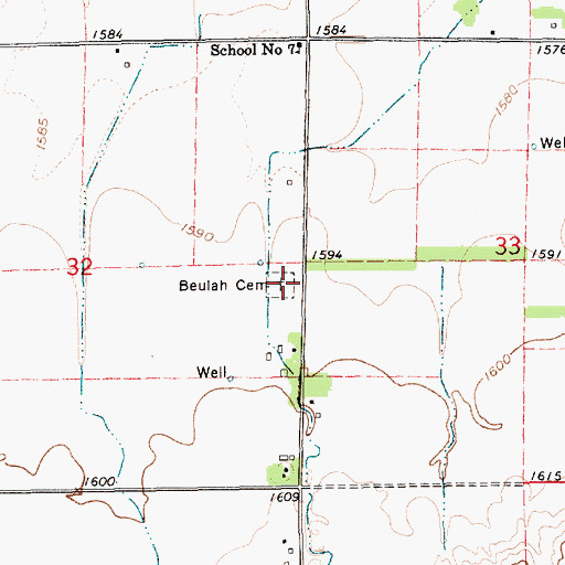 Topographic Map of Beulah Cemetery, NE