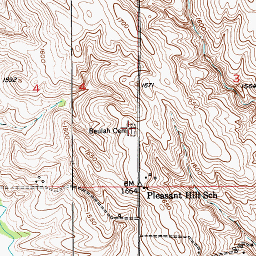 Topographic Map of Beulah Cemetery, NE
