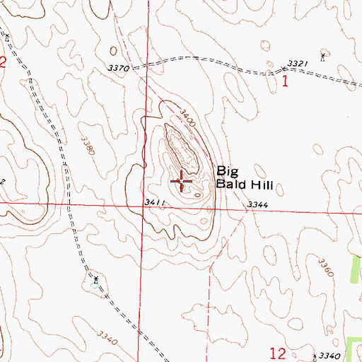 Topographic Map of Big Bald Hill, NE