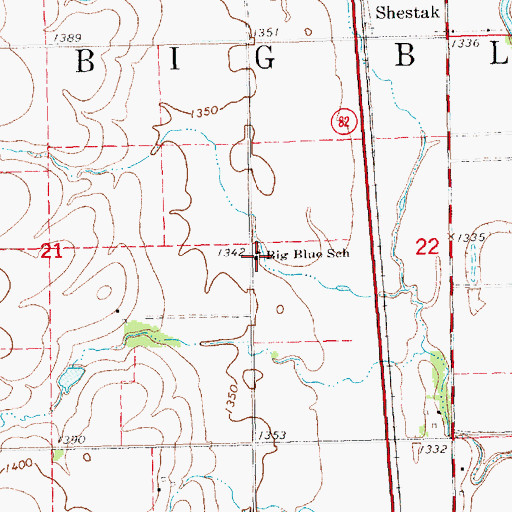 Topographic Map of Big Blue School, NE