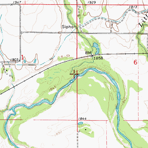 Topographic Map of Big Cottonwood Creek, NE