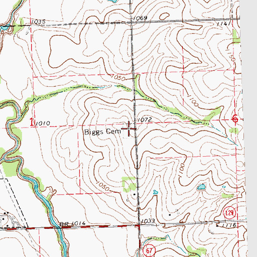 Topographic Map of Biggs Cemetery, NE
