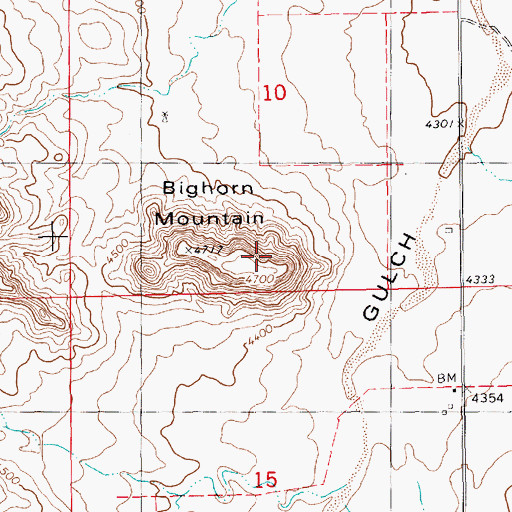 Topographic Map of Bighorn Mountain, NE