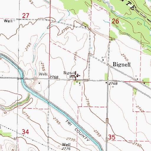 Topographic Map of Bignell School (historical), NE