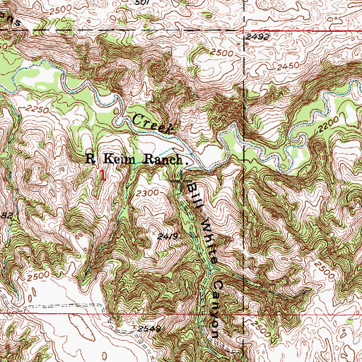 Topographic Map of Bill White Canyon, NE