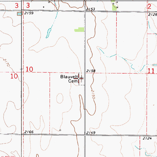 Topographic Map of Blauvelt Cemetery, NE