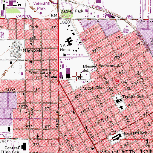 Topographic Map of Blessed Sacrament School, NE