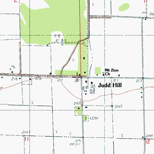 Topographic Map of Judd Hill School (historical), AR
