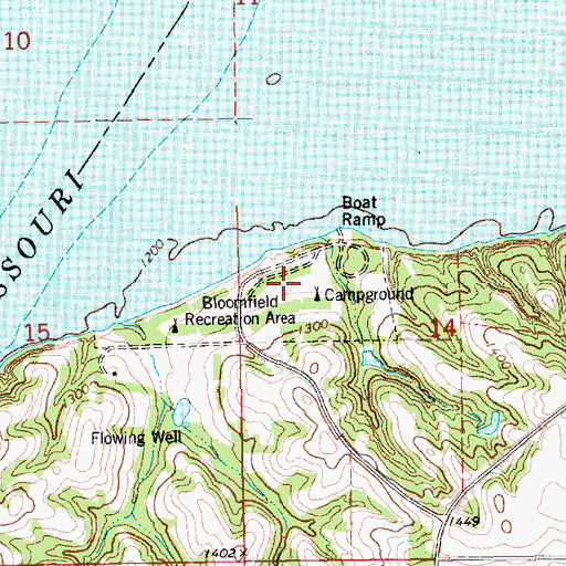 Topographic Map of Bloomfield Recreation Area, NE