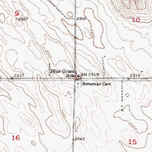 Topographic Map of Blue Grass School, NE