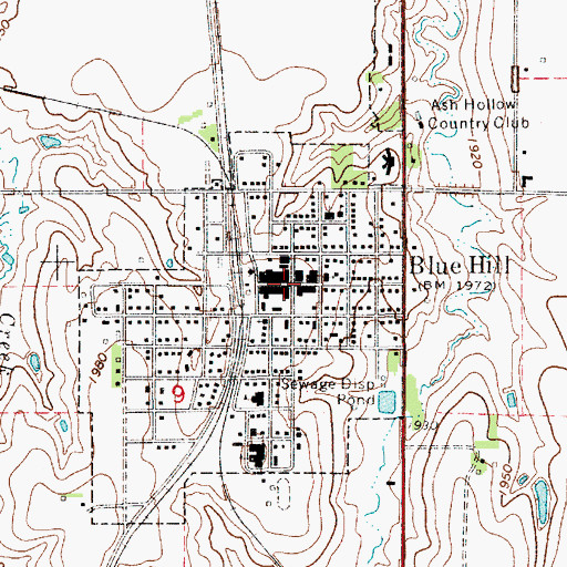 Topographic Map of Blue Hill, NE