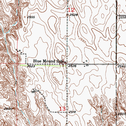 Topographic Map of Blue Mound School (historical), NE