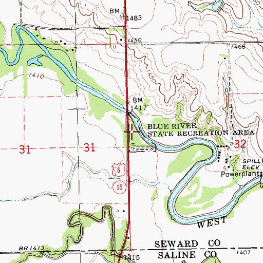 Topographic Map of Blue River State Recreation Area, NE