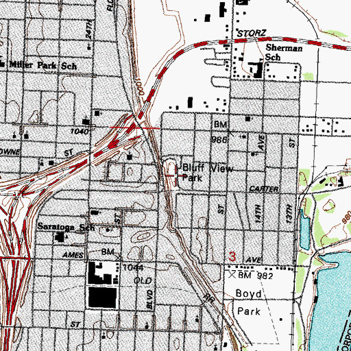 Topographic Map of Bluff View Park, NE