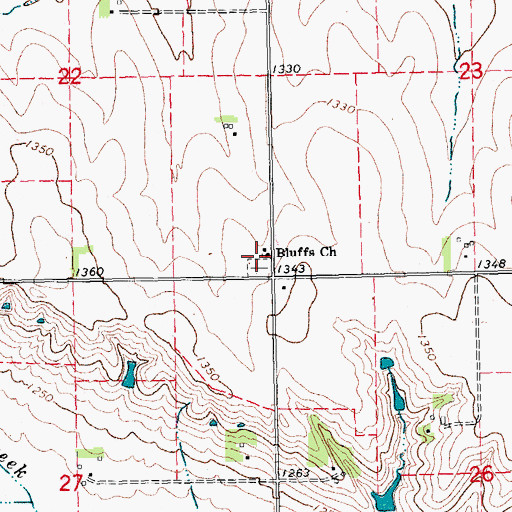 Topographic Map of Bluffs Church, NE