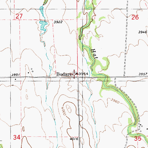 Topographic Map of Bodarc Cemetery, NE