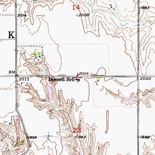 Topographic Map of Boesen School, NE