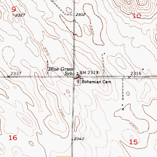 Topographic Map of Bohemian Cemetery, NE