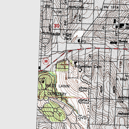 Topographic Map of Bohemian Cemetery, NE