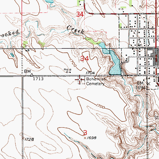 Topographic Map of Bohemian Cemetery, NE