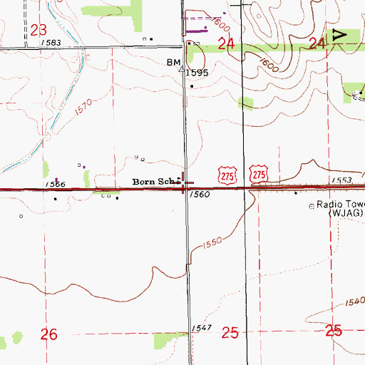 Topographic Map of Born School, NE