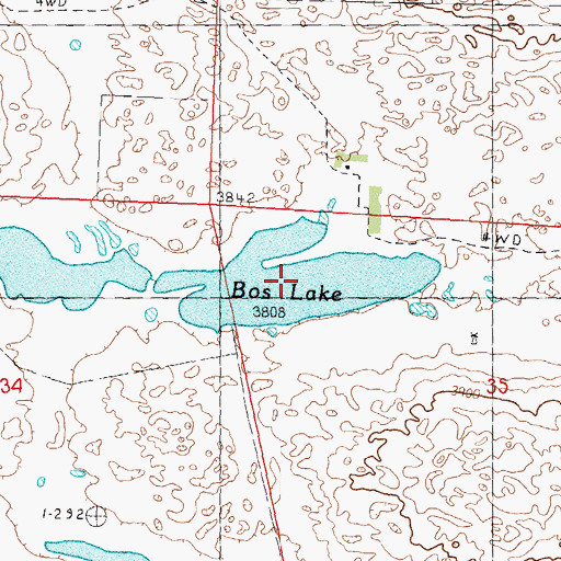 Topographic Map of Bos Lake, NE