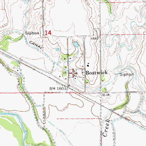 Topographic Map of Bostwick, NE