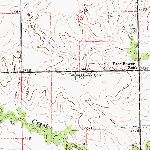Topographic Map of Bower Cemetery, NE