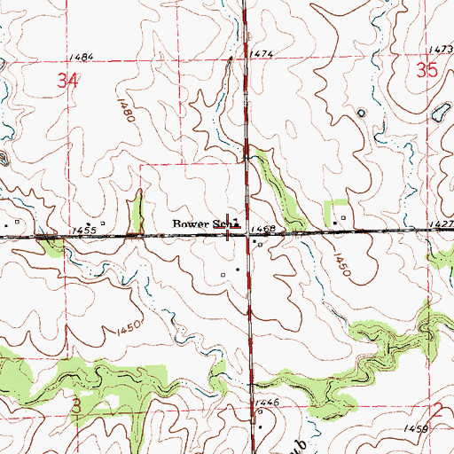 Topographic Map of Bower School, NE