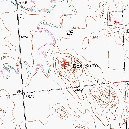 Topographic Map of Box Butte, NE
