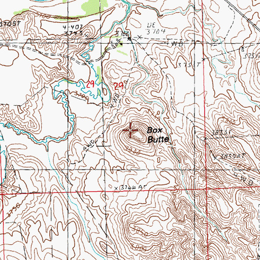 Topographic Map of Box Butte, NE