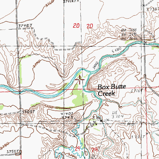 Topographic Map of Box Butte Creek, NE