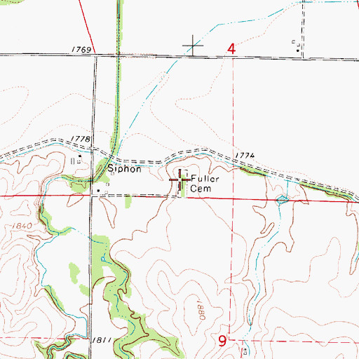 Topographic Map of Fuller Cemetery, NE