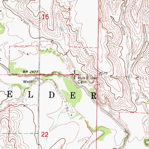 Topographic Map of Box Elder Cemetery, NE