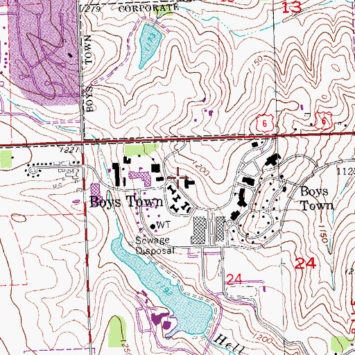 Topographic Map of Boys Town, NE