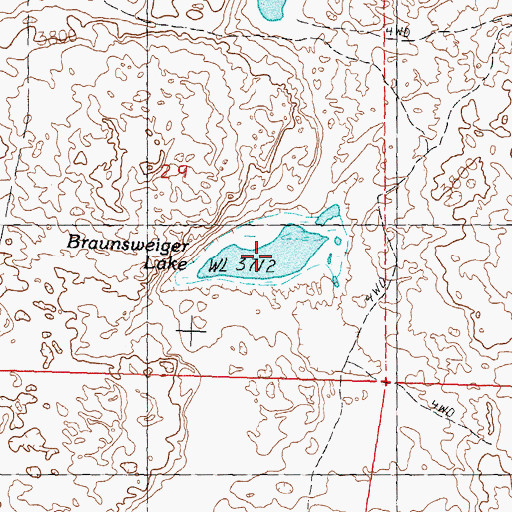 Topographic Map of Braunsweiger Lake, NE