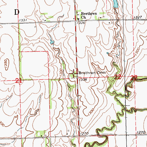 Topographic Map of Brethren Cemetery, NE