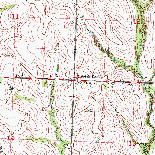 Topographic Map of Brick School, NE