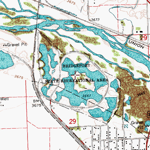 Topographic Map of Bridgeport State Recreational Area, NE