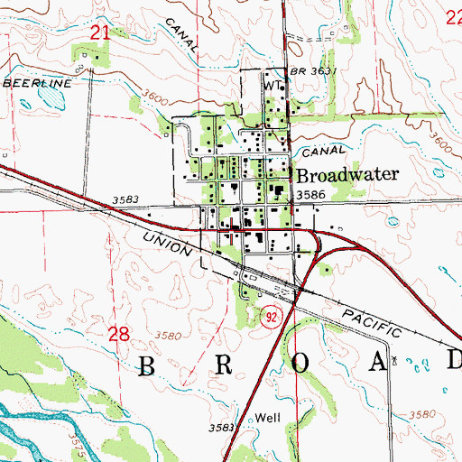 Topographic Map of Broadwater, NE