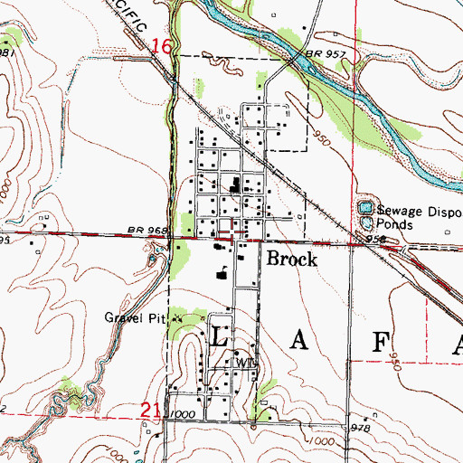 Topographic Map of Brock, NE