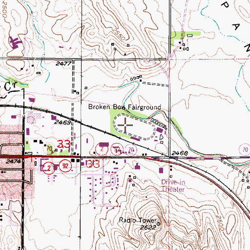 Topographic Map of Broken Bow Fairground, NE