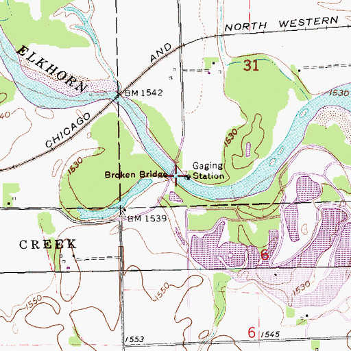 Topographic Map of Broken Bridge, NE