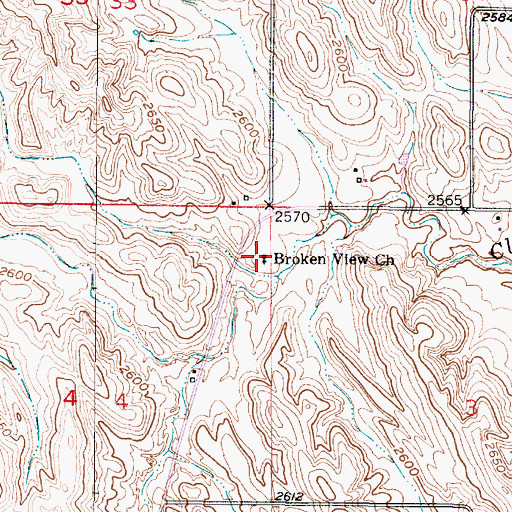 Topographic Map of Broken View Church, NE